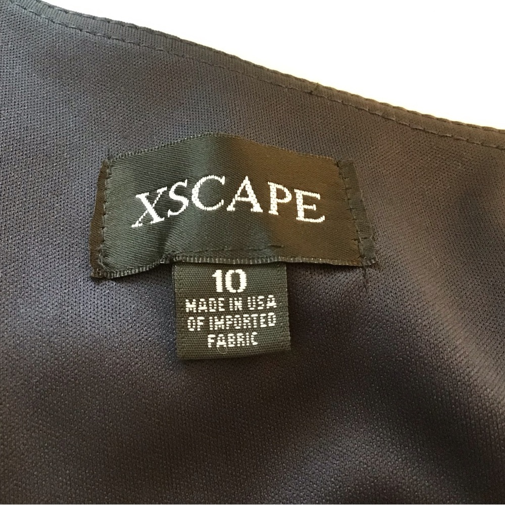 Xscape One Shoulder Scuba Crepe Evening Gown Blue Cocktail Dress Size 10 - Picture 7 of 7